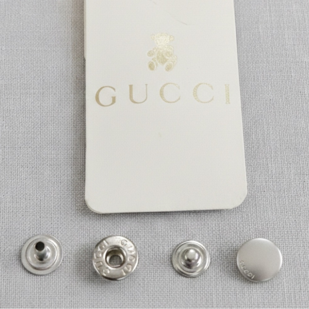 New Gucci luxury designer baby signature silver snap button replacement set